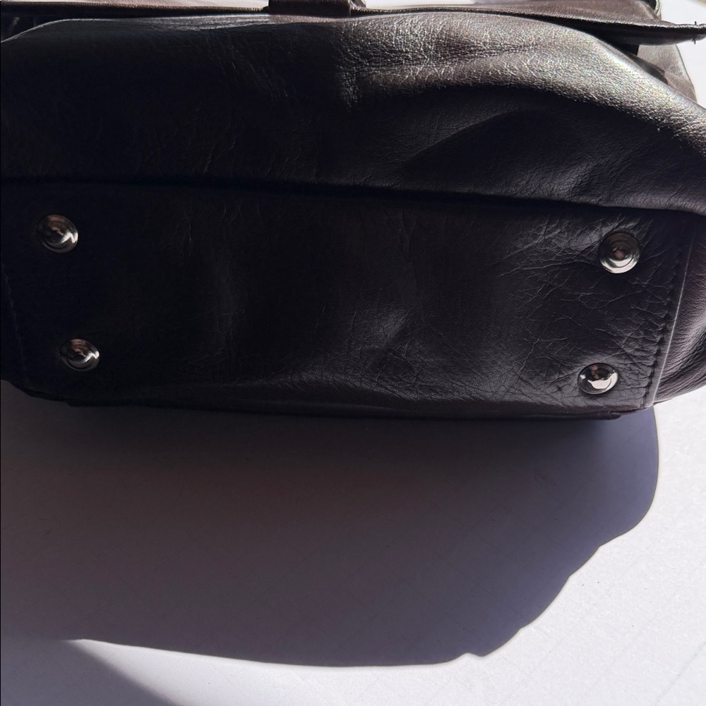 Perlina Leather Crossbody Bag with Front Logo Plaque - Dark Brown - Picture 7 of 9